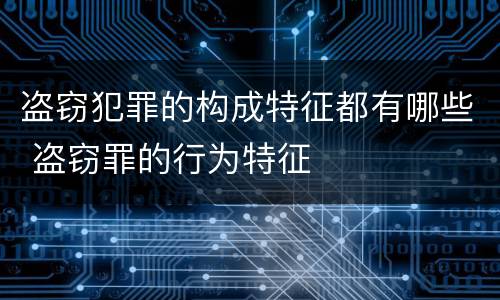盗窃犯罪的构成特征都有哪些 盗窃罪的行为特征