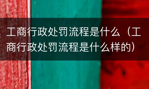工商行政处罚流程是什么（工商行政处罚流程是什么样的）