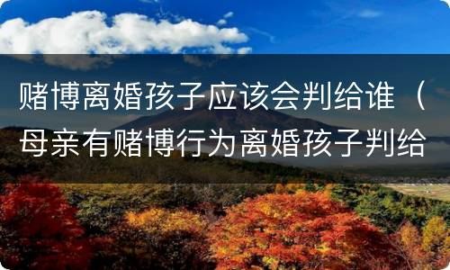 赌博离婚孩子应该会判给谁（母亲有赌博行为离婚孩子判给谁）