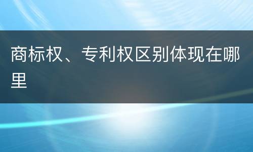 商标权、专利权区别体现在哪里