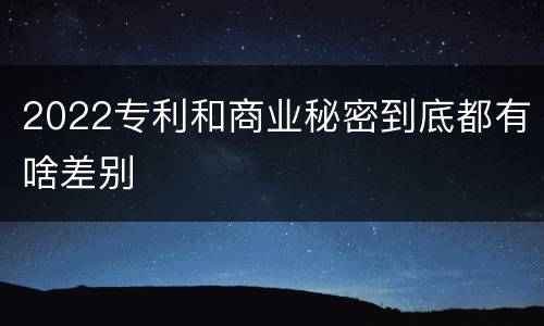2022专利和商业秘密到底都有啥差别