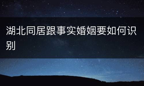 湖北同居跟事实婚姻要如何识别