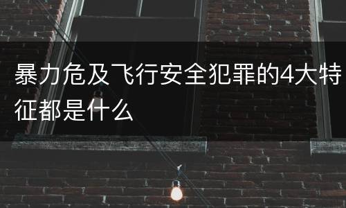暴力危及飞行安全犯罪的4大特征都是什么