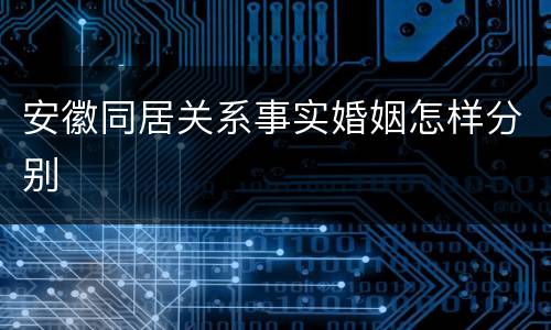 安徽同居关系事实婚姻怎样分别