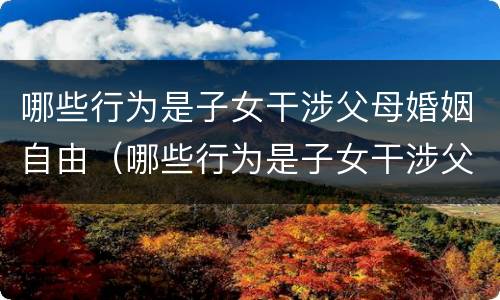 哪些行为是子女干涉父母婚姻自由（哪些行为是子女干涉父母婚姻自由的）