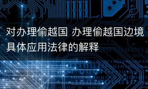 对办理偷越国 办理偷越国边境具体应用法律的解释