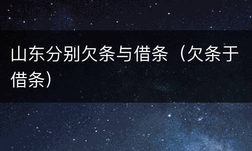 山东分别欠条与借条（欠条于借条）