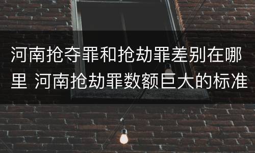 河南抢夺罪和抢劫罪差别在哪里 河南抢劫罪数额巨大的标准