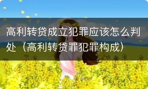 高利转贷成立犯罪应该怎么判处（高利转贷罪犯罪构成）