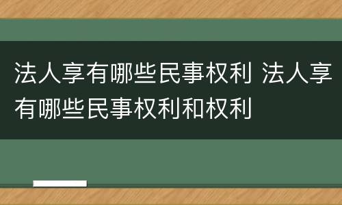 法人享有哪些民事权利 法人享有哪些民事权利和权利