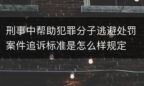刑事中帮助犯罪分子逃避处罚案件追诉标准是怎么样规定