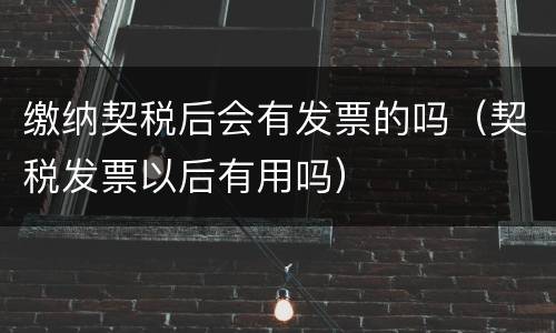 缴纳契税后会有发票的吗（契税发票以后有用吗）