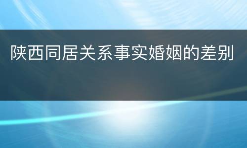 陕西同居关系事实婚姻的差别