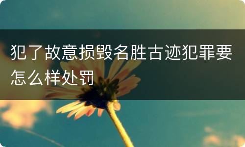 犯了故意损毁名胜古迹犯罪要怎么样处罚
