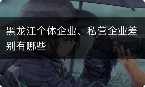 黑龙江个体企业、私营企业差别有哪些