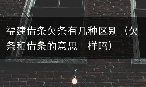 福建借条欠条有几种区别（欠条和借条的意思一样吗）