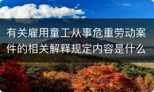 有关雇用童工从事危重劳动案件的相关解释规定内容是什么