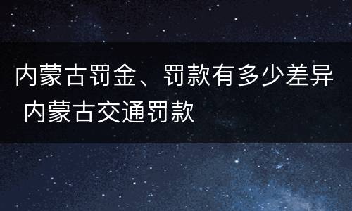 内蒙古罚金、罚款有多少差异 内蒙古交通罚款