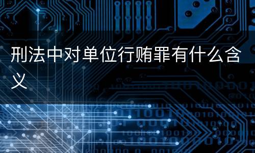 刑法中对单位行贿罪有什么含义