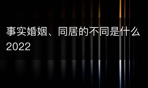 事实婚姻、同居的不同是什么2022