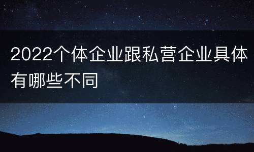2022个体企业跟私营企业具体有哪些不同