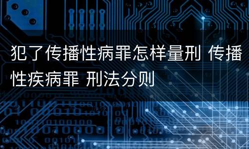 犯了传播性病罪怎样量刑 传播性疾病罪 刑法分则