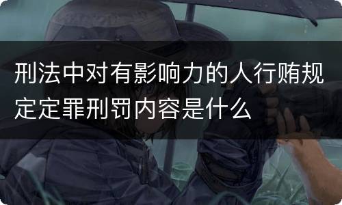 刑法中对有影响力的人行贿规定定罪刑罚内容是什么