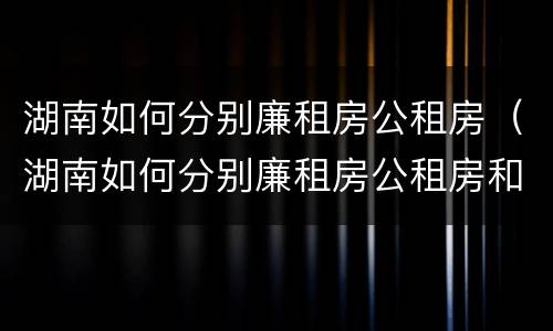 湖南如何分别廉租房公租房（湖南如何分别廉租房公租房和住宅）