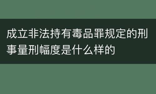 成立非法持有毒品罪规定的刑事量刑幅度是什么样的