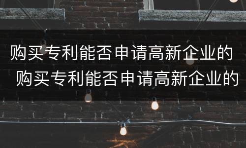 购买专利能否申请高新企业的 购买专利能否申请高新企业的专利