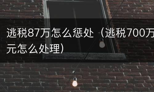逃税87万怎么惩处（逃税700万元怎么处理）