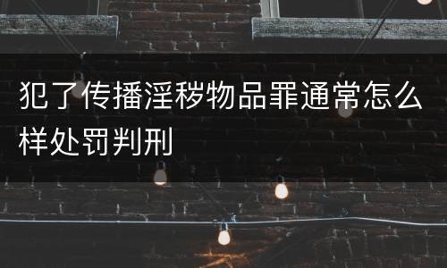 犯了传播淫秽物品罪通常怎么样处罚判刑