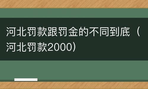 河北罚款跟罚金的不同到底（河北罚款2000）