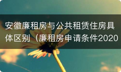 安徽廉租房与公共租赁住房具体区别（廉租房申请条件2020安徽）