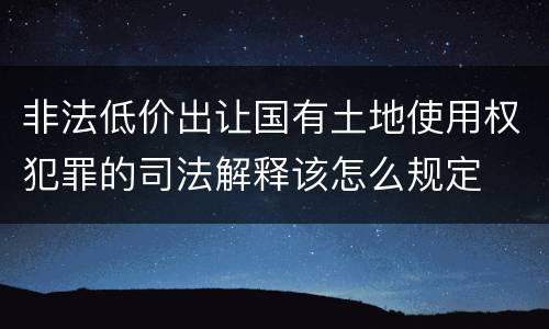 非法低价出让国有土地使用权犯罪的司法解释该怎么规定