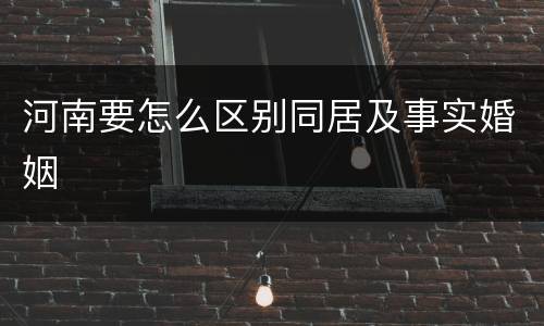河南要怎么区别同居及事实婚姻