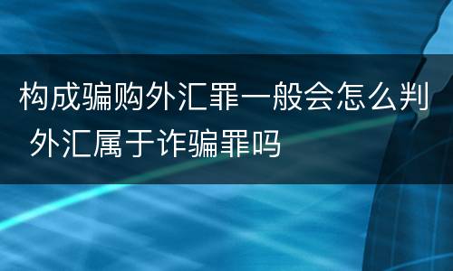 构成骗购外汇罪一般会怎么判 外汇属于诈骗罪吗