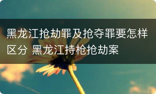 黑龙江抢劫罪及抢夺罪要怎样区分 黑龙江持枪抢劫案