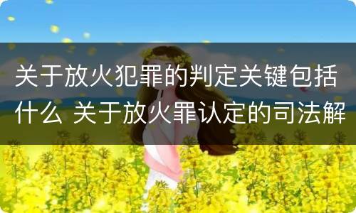 关于放火犯罪的判定关键包括什么 关于放火罪认定的司法解释