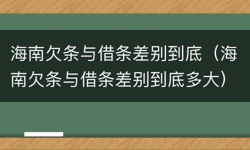 海南欠条与借条差别到底（海南欠条与借条差别到底多大）