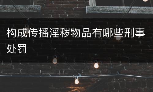 构成传播淫秽物品有哪些刑事处罚