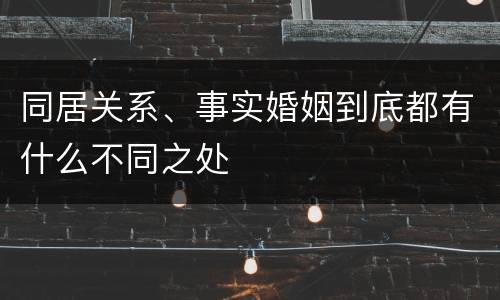 同居关系、事实婚姻到底都有什么不同之处