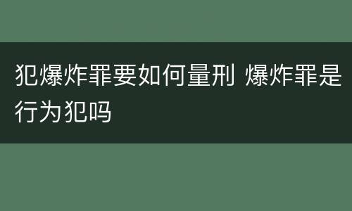 犯爆炸罪要如何量刑 爆炸罪是行为犯吗