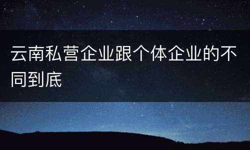云南私营企业跟个体企业的不同到底
