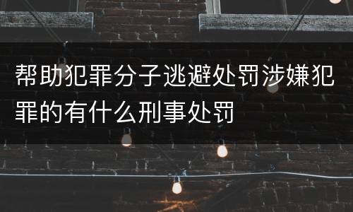 帮助犯罪分子逃避处罚涉嫌犯罪的有什么刑事处罚