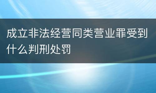 成立非法经营同类营业罪受到什么判刑处罚