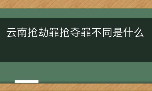 云南抢劫罪抢夺罪不同是什么
