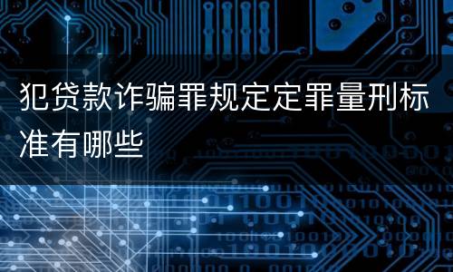 犯贷款诈骗罪规定定罪量刑标准有哪些