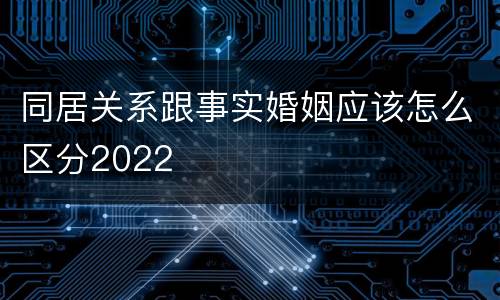 同居关系跟事实婚姻应该怎么区分2022