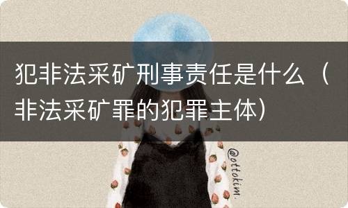 犯非法采矿刑事责任是什么（非法采矿罪的犯罪主体）